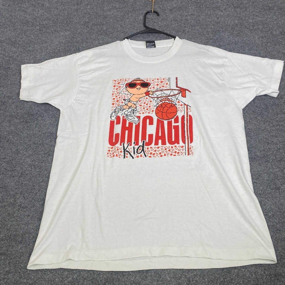 Vintage 90s Chicago Kid Basketball T Shirt 93 Bulls Screen Stars Best White XL